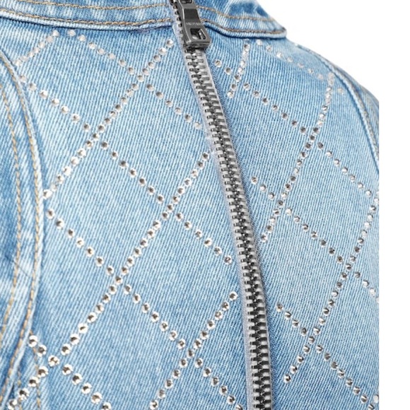 Strass Grid Denim Sleeveless Dress - Picture 7 of 13